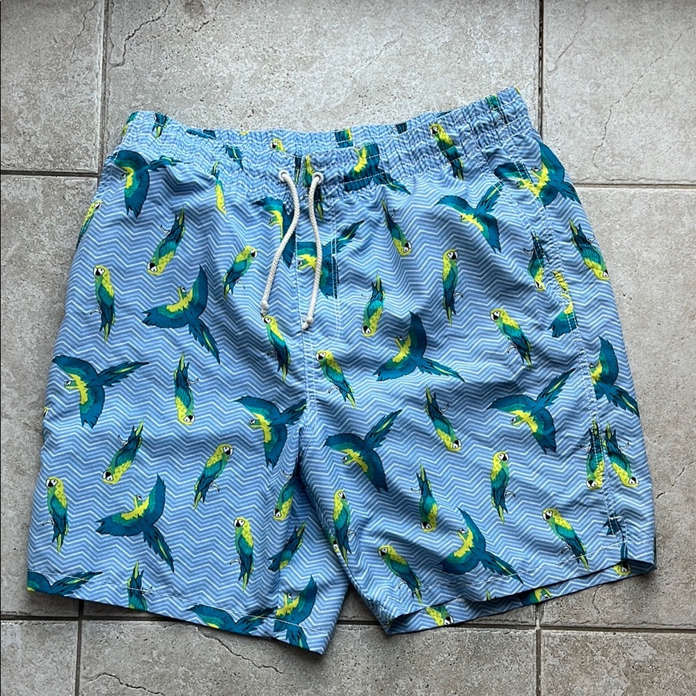 Old Navy Blue and Green Print Swim Trunks